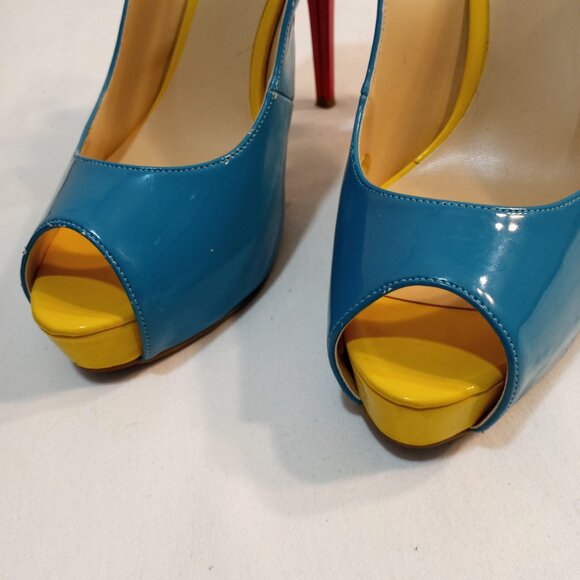GUESS PRIMARY COLOURS PATENT LEATHER HIGH HEEL SLING BACK PUMP WOMEN SIZE 10 - Picture 2 of 7